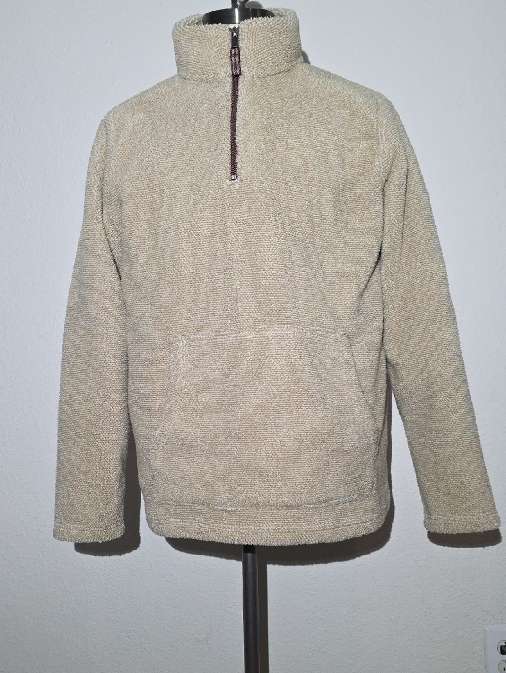 Men's Telluride Beige Half-Zip Sherpa Pullover Fleece Sweater Sweatshirt Size XL